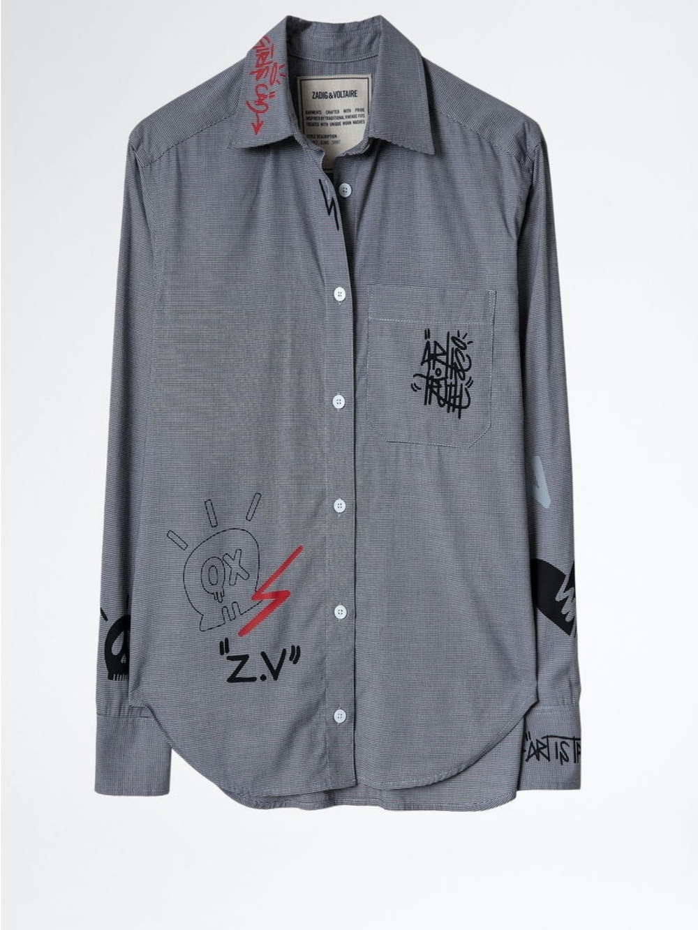 Zadig & Voltaire Tay Graphic Long-Sleeve Button-Down Shirt
